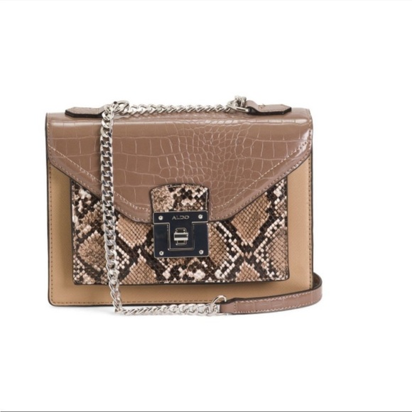 Aldo Handbags - ALDO Dark BeigeNanalia Color Block Shoulder Bag Chain Strap
